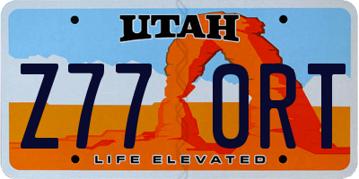 UT license plate Z770RT