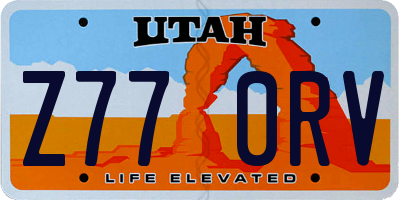 UT license plate Z770RV