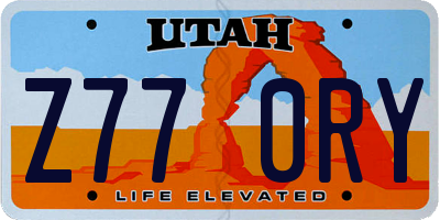 UT license plate Z770RY