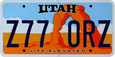 UT license plate Z770RZ