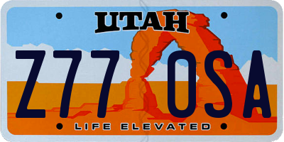 UT license plate Z770SA