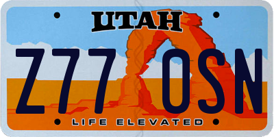 UT license plate Z770SN