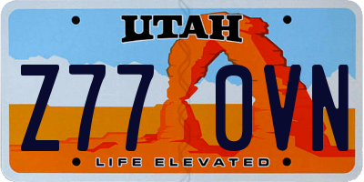 UT license plate Z770VN