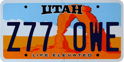 UT license plate Z770WE