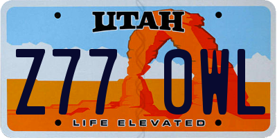 UT license plate Z770WL