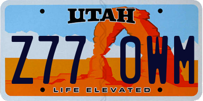 UT license plate Z770WM