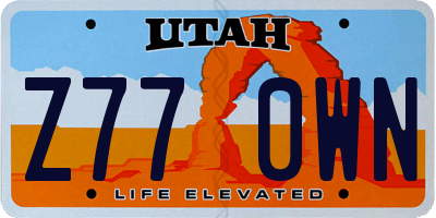 UT license plate Z770WN