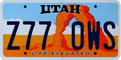 UT license plate Z770WS
