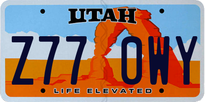 UT license plate Z770WY