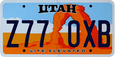 UT license plate Z770XB