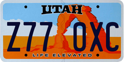 UT license plate Z770XC