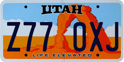 UT license plate Z770XJ