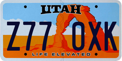 UT license plate Z770XK