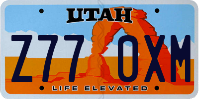 UT license plate Z770XM