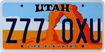 UT license plate Z770XU