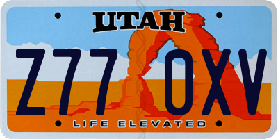 UT license plate Z770XV