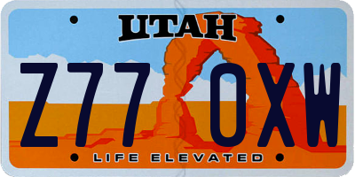 UT license plate Z770XW