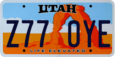 UT license plate Z770YE