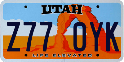 UT license plate Z770YK