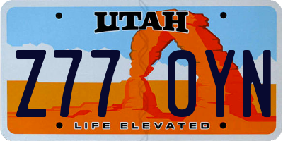 UT license plate Z770YN
