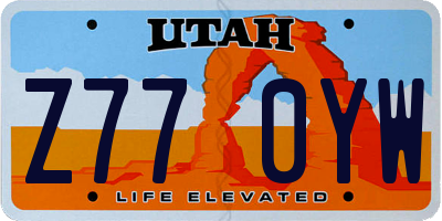 UT license plate Z770YW