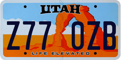 UT license plate Z770ZB