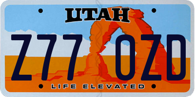 UT license plate Z770ZD