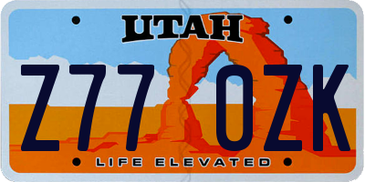UT license plate Z770ZK