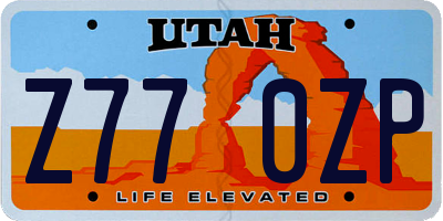 UT license plate Z770ZP