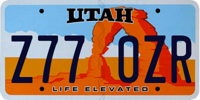 UT license plate Z770ZR