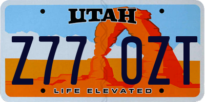 UT license plate Z770ZT