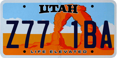 UT license plate Z771BA