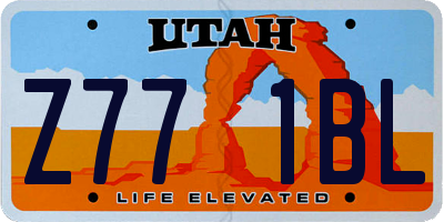 UT license plate Z771BL