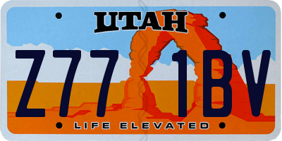 UT license plate Z771BV