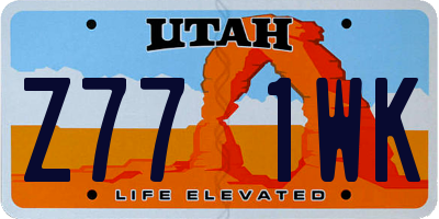 UT license plate Z771WK