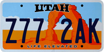 UT license plate Z772AK