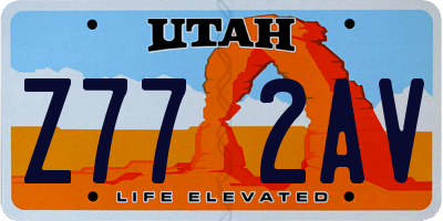 UT license plate Z772AV