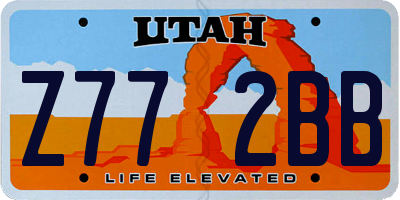 UT license plate Z772BB