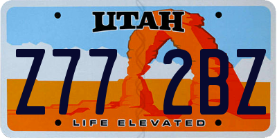 UT license plate Z772BZ