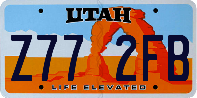 UT license plate Z772FB