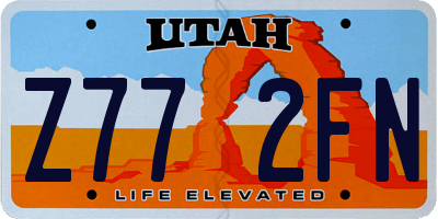 UT license plate Z772FN