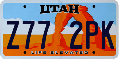 UT license plate Z772PK