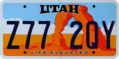 UT license plate Z772QY