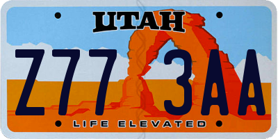 UT license plate Z773AA