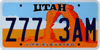 UT license plate Z773AM
