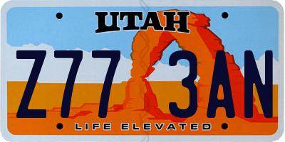 UT license plate Z773AN