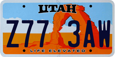 UT license plate Z773AW