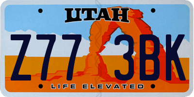 UT license plate Z773BK