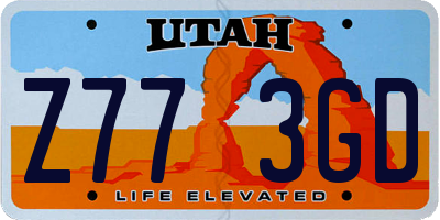 UT license plate Z773GD