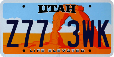 UT license plate Z773WK